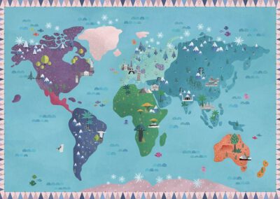 Mapa świata z naklejkami wielokrotnego użytku