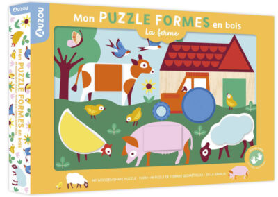 Auzou - Drewniane puzzle kształty Na farmie